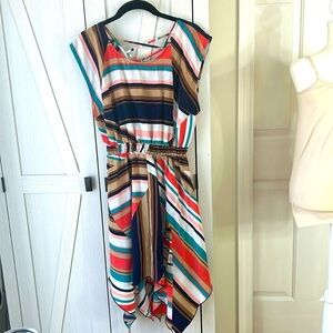 Love Fire Striped Dress with criss cross back Sz M